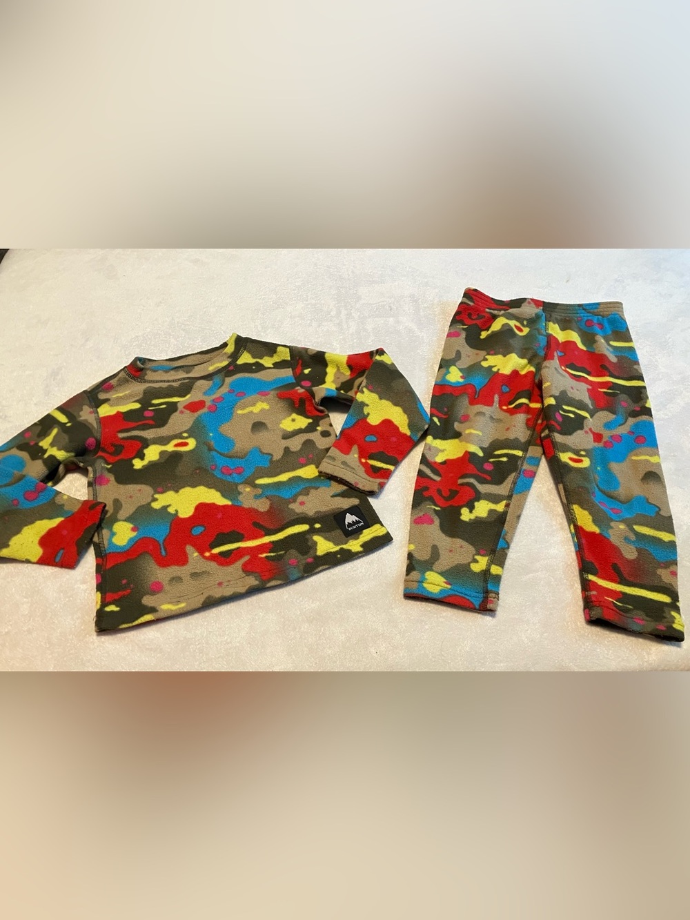 Burton Kids Multicolor Camo Base Layer Set - Red, Blue, Yellow, Green, Tan